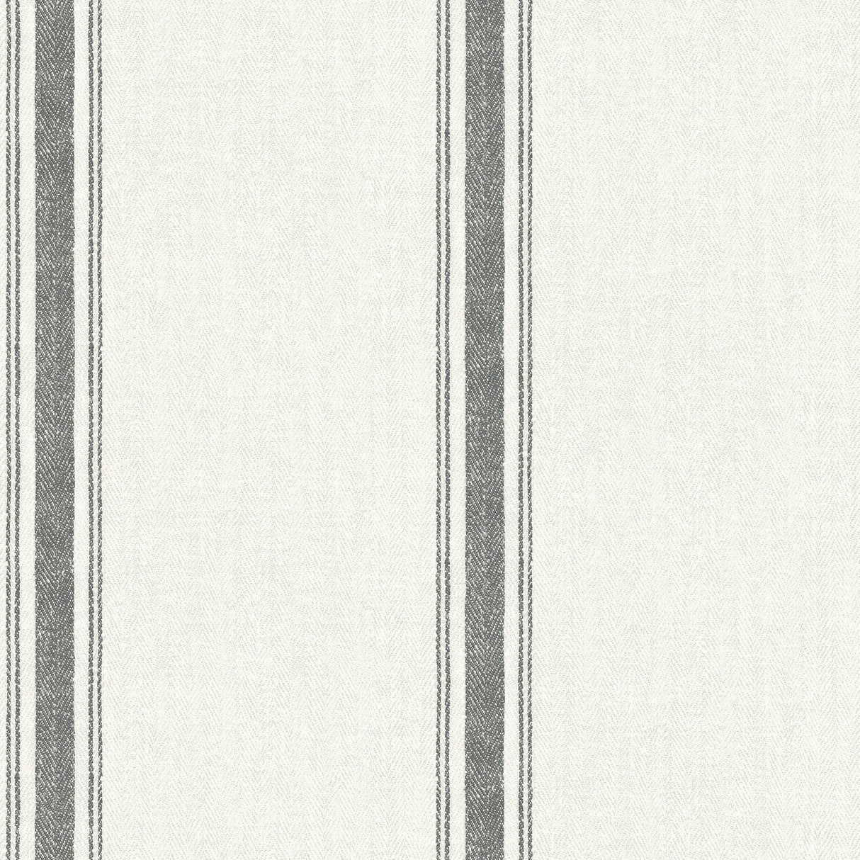Linette Black Fabric Stripe Wallpaper with Farmhouse Fabric Texture - Chesapeake 3115-12461