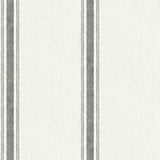 Linette Black Fabric Stripe Wallpaper with Farmhouse Fabric Texture - Chesapeake 3115-12461