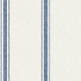 Linette Blue Fabric Stripe Wallpaper with Fabric Texture Motif - Chesapeake 3115-12462
