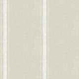 Linette Light Grey Fabric Stripe Wallpaper with Fabric Textures Pattern, Farmhouse Style - Chesapeake 3115-12463