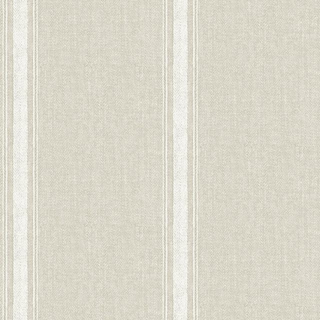 Linette Light Grey Fabric Stripe Wallpaper with Fabric Textures Pattern, Farmhouse Style - Chesapeake 3115-12463