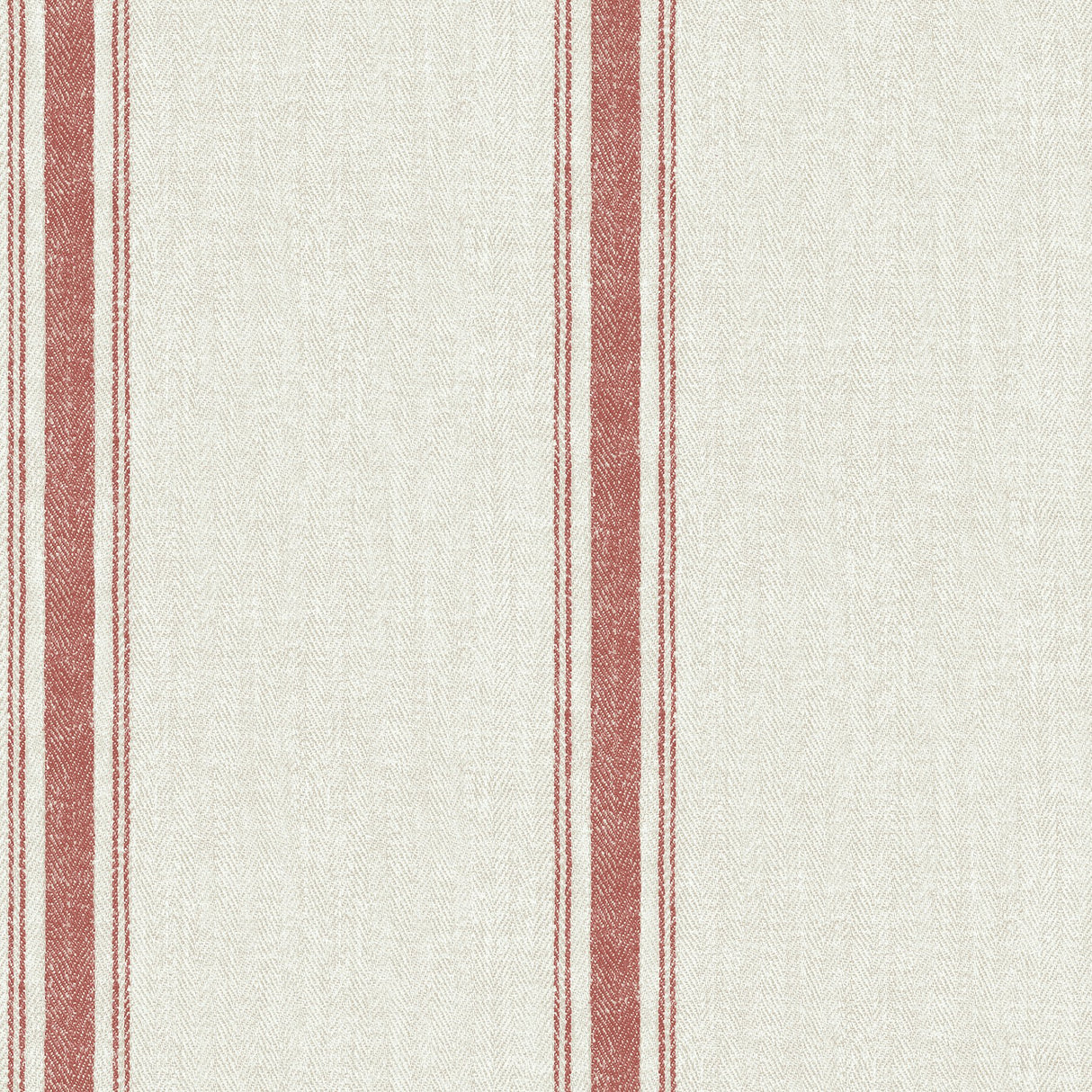 Linette Burnt Sienna Fabric Stripe Wallpaper with Faux Fabric Texture - Chesapeake 3115-12464