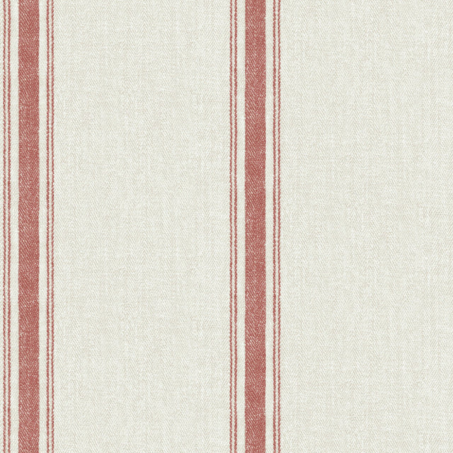 Linette Burnt Sienna Fabric Stripe Wallpaper with Faux Fabric Texture - Chesapeake 3115-12464