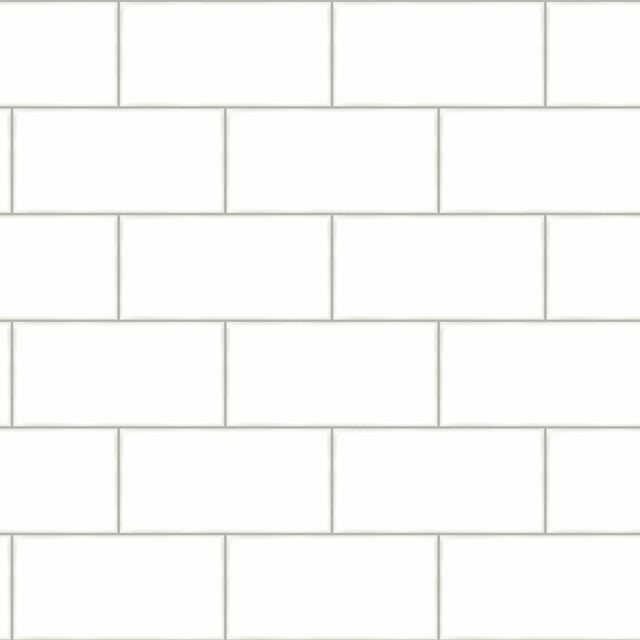 Freedom Off-White Subway Tile Wallpaper with Faux Tile Pattern, Farmhouse Style - Chesapeake 3115-12491