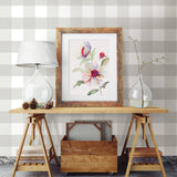 Amos Light Grey Gingham Wallpaper