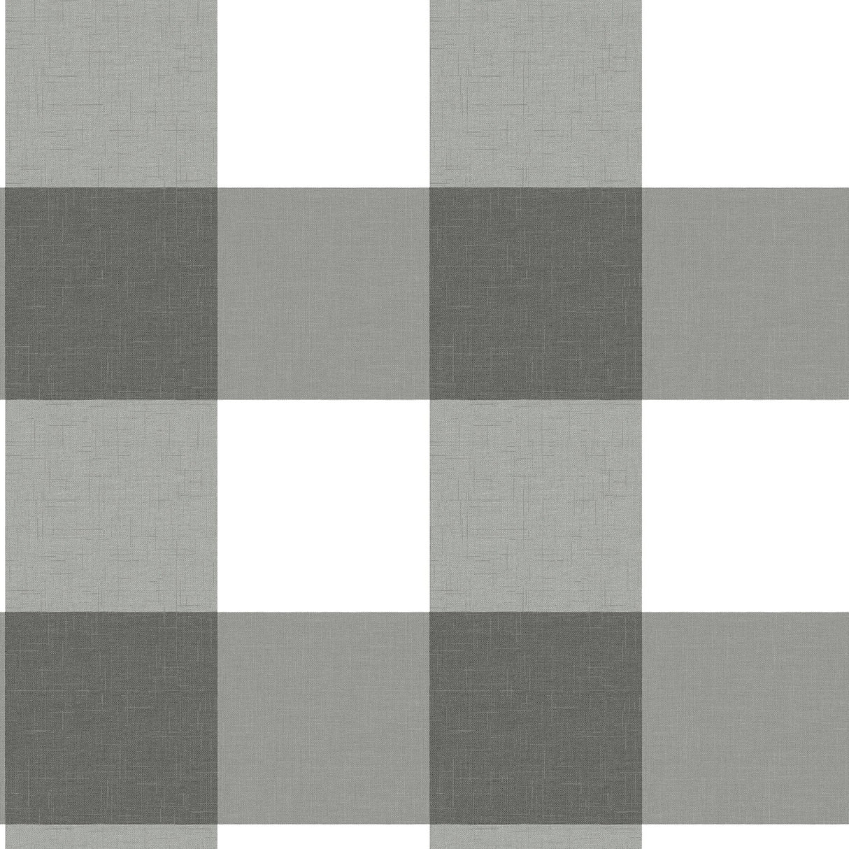 Amos Black Gingham Wallpaper with Fabric Texture Pattern, Farmhouse Style - Chesapeake 3115-12532