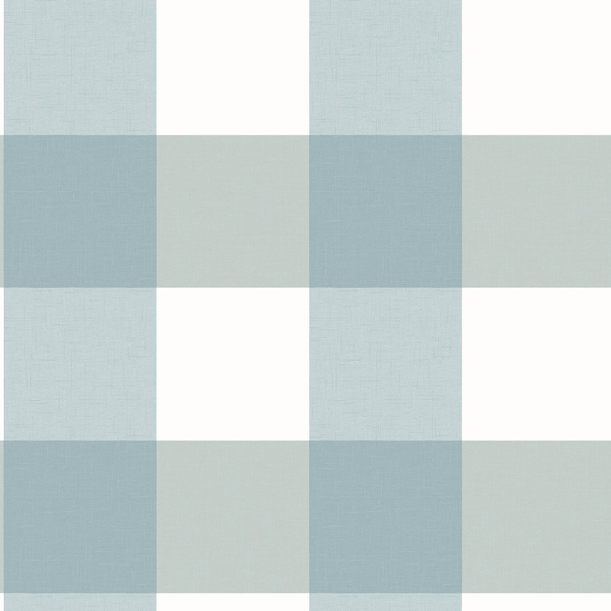 Amos Teal Gingham Wallpaper with Fabric Texture Pattern, Farmhouse Style - Brewster 3115-12535