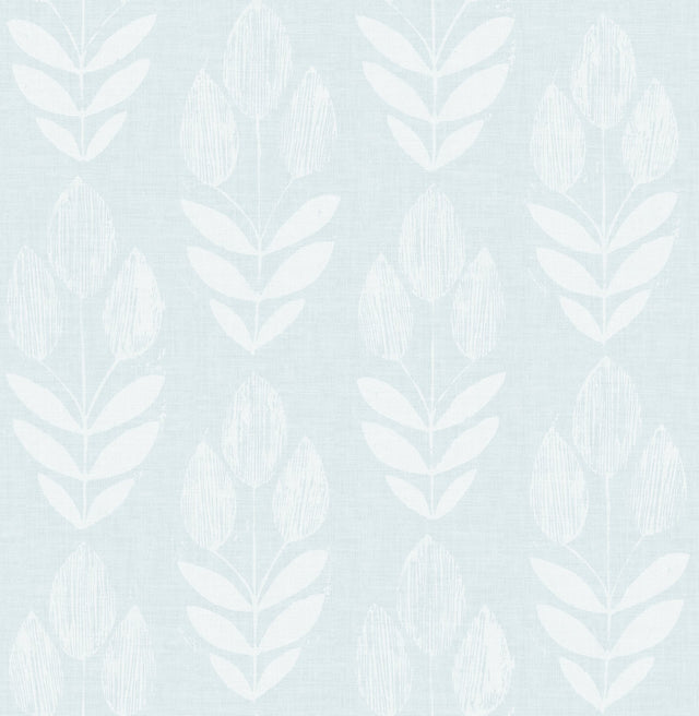 Garland Light Blue Block Tulip Wallpaper with Scandinavian Tulip Motif - Chesapeake 3115-24470