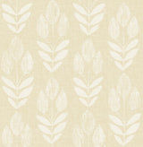 Garland Wheat Block Tulip Wallpaper with Scandinavian Folk Floral Pattern - Chesapeake 3115-24471