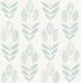 Garland Teal Block Tulip Wallpaper with Scandinavian Floral Motif - Chesapeake 3115-24472