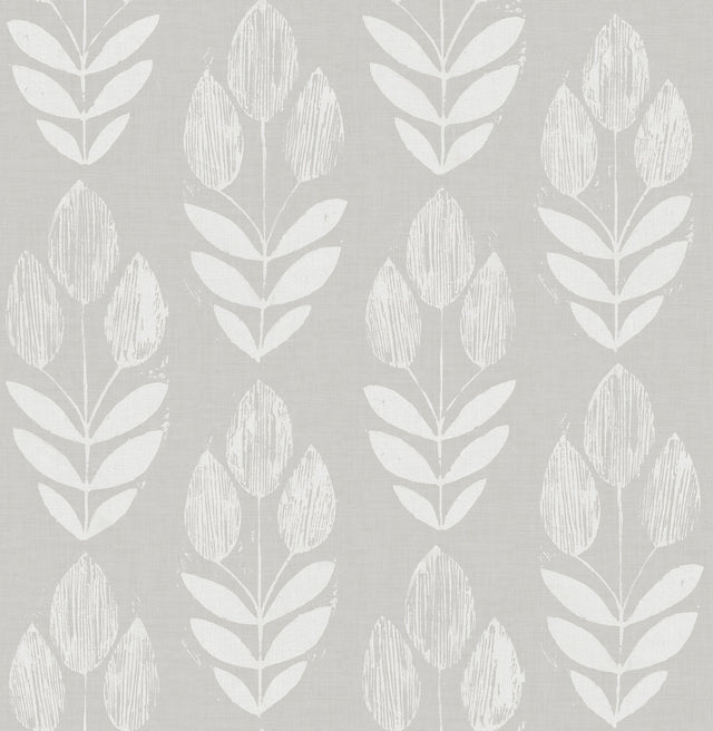 Garland Dove Block Tulip Wallpaper with Folky Floral Motif, Farmhouse Style - Chesapeake 3115-24473