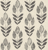 Garland Black Block Tulip Wallpaper with Scandinavian Floral Motif - Chesapeake 3115-24474