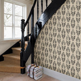 Garland Black Block Tulip Wallpaper with Scandinavian Floral Motif - Chesapeake 3115-24474