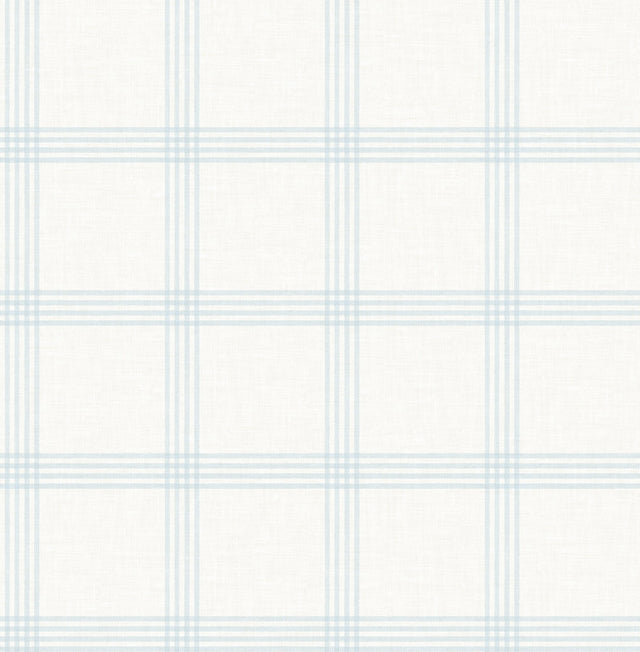 Twain Light Blue Plaid Wallpaper with Linen-Inspired Plaid Pattern - Chesapeake 3115-24475