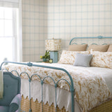 Twain Light Blue Plaid Wallpaper with Linen-Inspired Plaid Pattern - Chesapeake 3115-24475