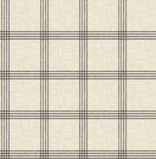 Twain Black Plaid Wallpaper with Farmhouse Plaid Pattern - Chesapeake 3115-24479