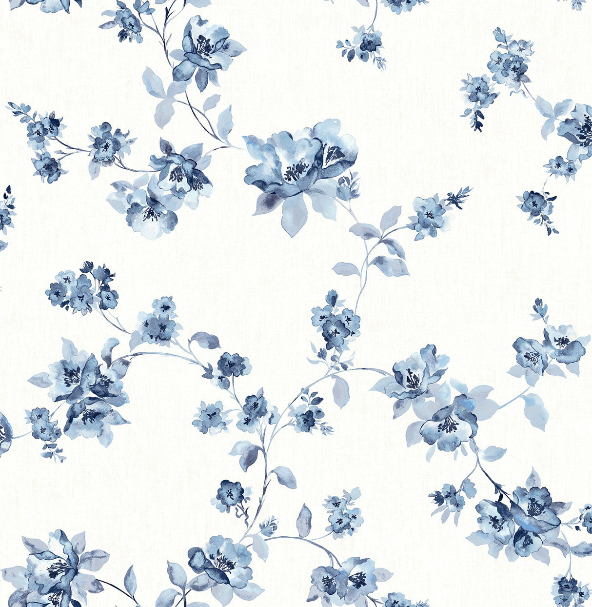 Cyrus Blue Festive Floral Wallpaper with Watercolor Floral Pattern - Chesapeake 3115-24481