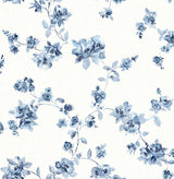 Cyrus Blue Festive Floral Wallpaper with Watercolor Floral Pattern - Chesapeake 3115-24481