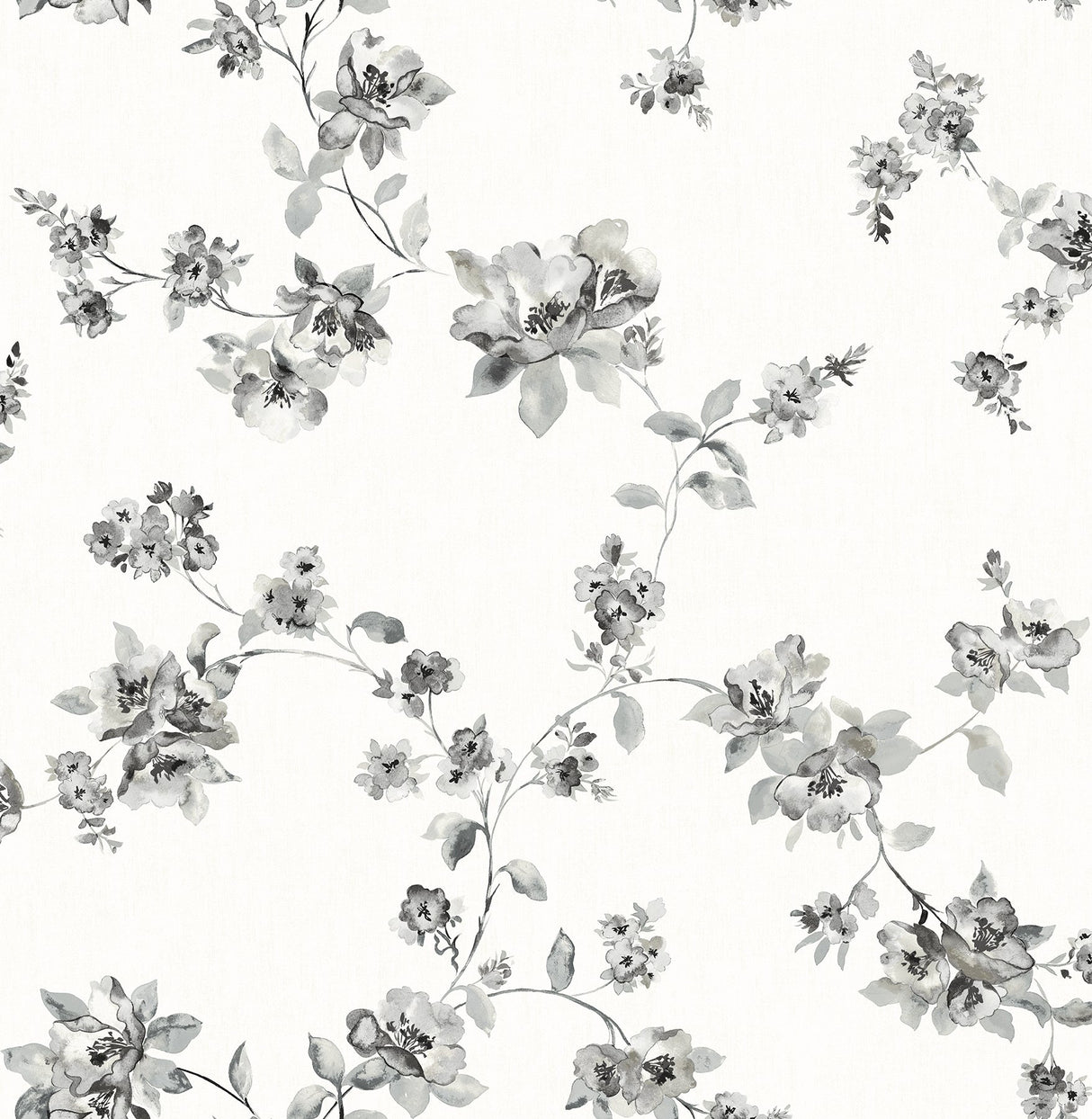 Cyrus Black Festive Floral Wallpaper with Watercolor Flowers - Chesapeake 3115-24482