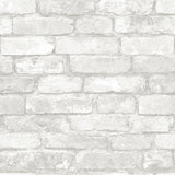 Buchanan Off White Brick Peel & Stick Wallpaper with Rustic Painted Brick Pattern - Chesapeake 3115-NU1653