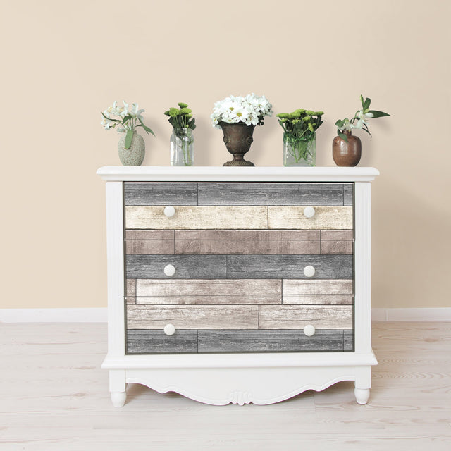 Emory Multicolor Reclaimed Wood Plank Peel & Stick Wallpaper with Rustic Wood Paneling Motif - Chesapeake 3115-NU1690
