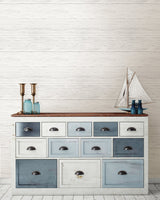 Jared Off White Shiplap Peel & Stick Wallpaper with Farmhouse Wood Panel Look - Chesapeake 3115-NU2187