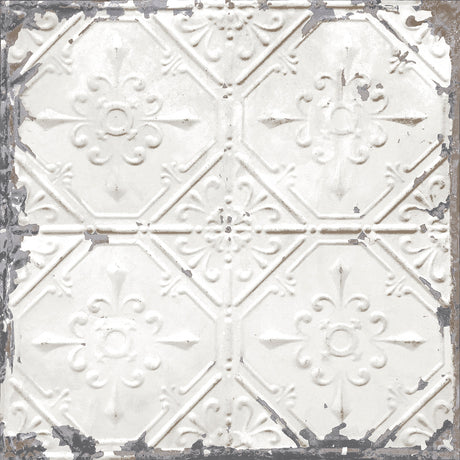 Gallery Off White Vintage Tin Tile Peel and Stick Wallpaper by Chesapeake