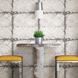 Vintage Tin Tile Off-White Peel & Stick Wallpaper with Metallic Accents - NuWallpaper NUS2213