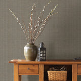 Kent Brown Grasscloth Wallpaper with Faux Grasscloth Woven Pattern - Chesapeake 3118-016911