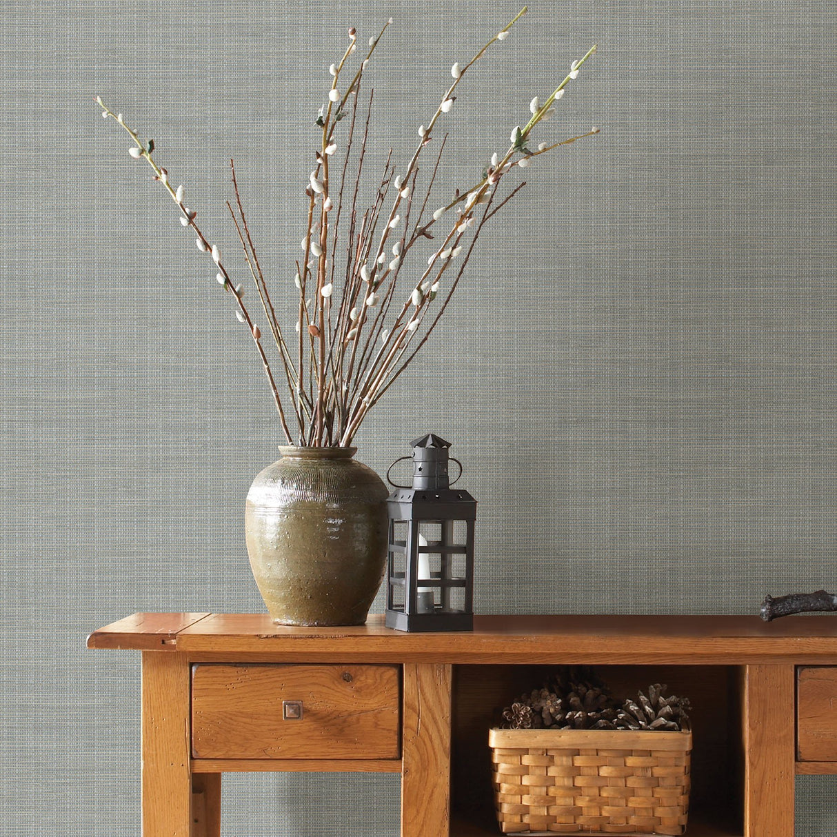 Kent Grey Grasscloth Wallpaper with Faux Grasscloth Texture - Chesapeake 3118-016913