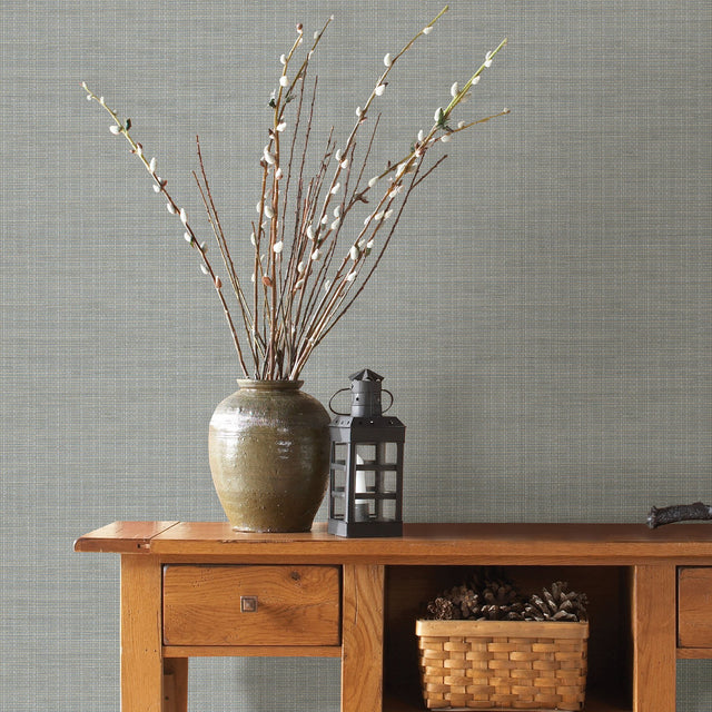 Kent Grey Grasscloth Wallpaper with Faux Grasscloth Texture - Chesapeake 3118-016913
