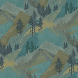 Range Green Mountains Wallpaper with Silhouettes Country Style - Chesapeake 3118-12632