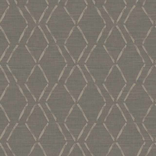Tapa Brown Trellis Wallpaper with Hand-Painted Geometric Pattern, Easy Walls Prepasted - Chesapeake 3118-12654