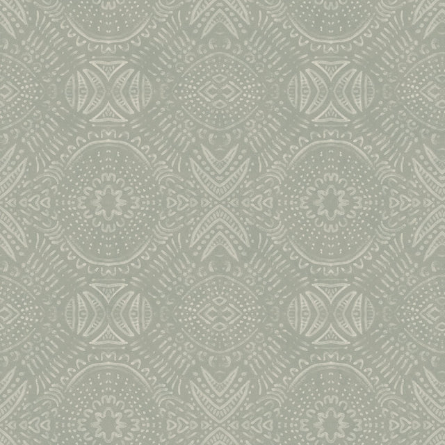 Java Medallion Beige Wallpaper with Country Boho Tin-Tile Motif - Chesapeake 3118-12662