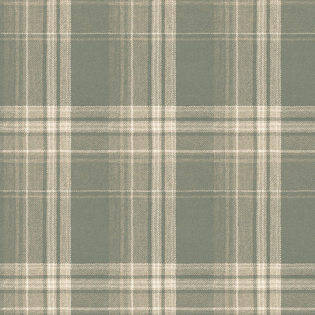 Saranac Sage Flannel Wallpaper with Faux Flannel Plaid - Chesapeake 3118-12673
