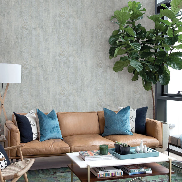 Drifter Light Blue Wood Wallpaper with Faux Wood Grain Pattern, Country Style - Chesapeake 3118-12681