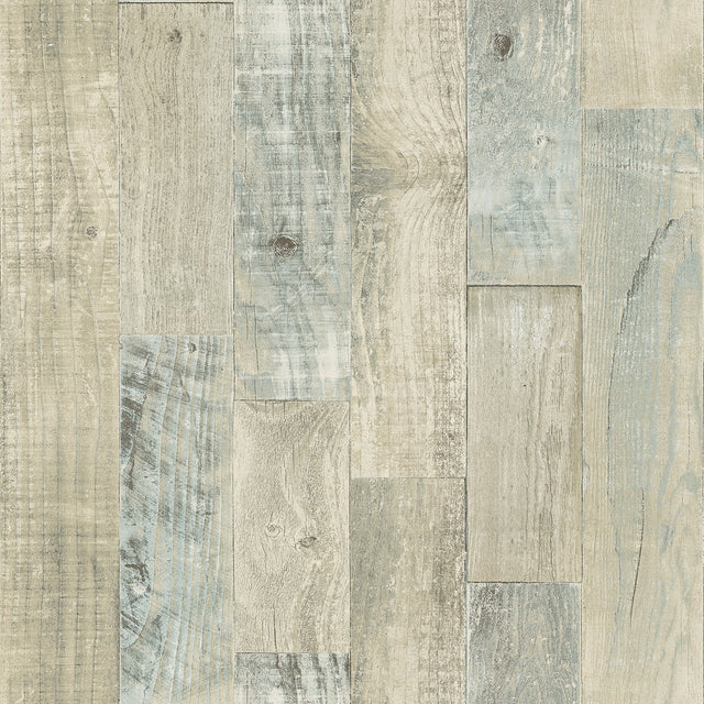 Chebacco Beige Wooden Planks Wallpaper with Rustic Coastal Faux Wood Plank Pattern - Chesapeake 3118-12692