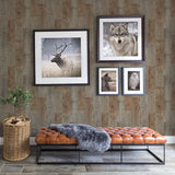 Chebacco Brown Wooden Planks Wallpaper with Rustic Faux Wood Plank Pattern - Chesapeake 3118-12693