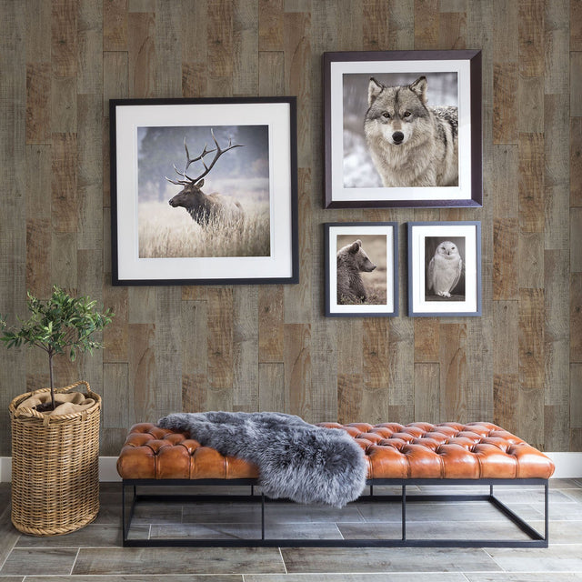 Chebacco Brown Wooden Planks Wallpaper with Rustic Faux Wood Plank Pattern - Chesapeake 3118-12693