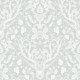 Kiwassa Grey Antler Damask Wallpaper with Hand-Drawn Forest Stag Motif, Country Style - Chesapeake 3118-12702