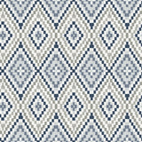Ganado Navy Geometric Ikat Wallpaper with Boho Diamond Pattern - Chesapeake 3118-12713