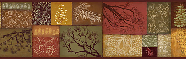 Pinecone Collage Multicolor Patchwork Wallpaper