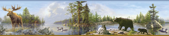 Moose Lake Multicolor Forest Wallpaper
