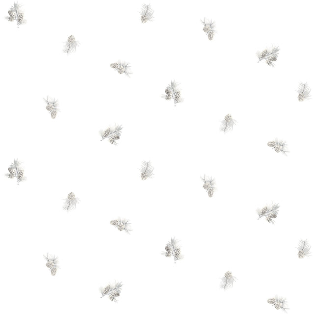 Pinecone Toss Light Grey Conifer Wallpaper with Botanical Country Motif - Chesapeake 3118-494610