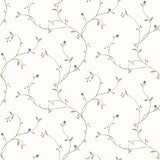 Kurt Green Tin Star Trail Wallpaper with Country Botanical Trails Motif - Brewster 3119-09158