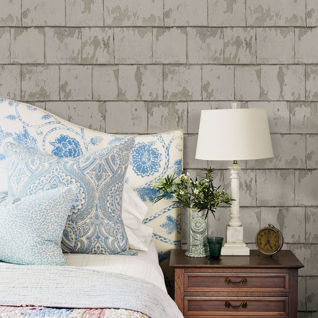 Clint Grey Weathered Wood Wallpaper with Rustic Shiplap Wood Look - Chesapeake 3119-13041