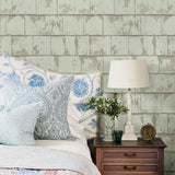 Clint Sage Weathered Wood Wallpaper with Farmhouse Wood Look - Chesapeake 3119-13042