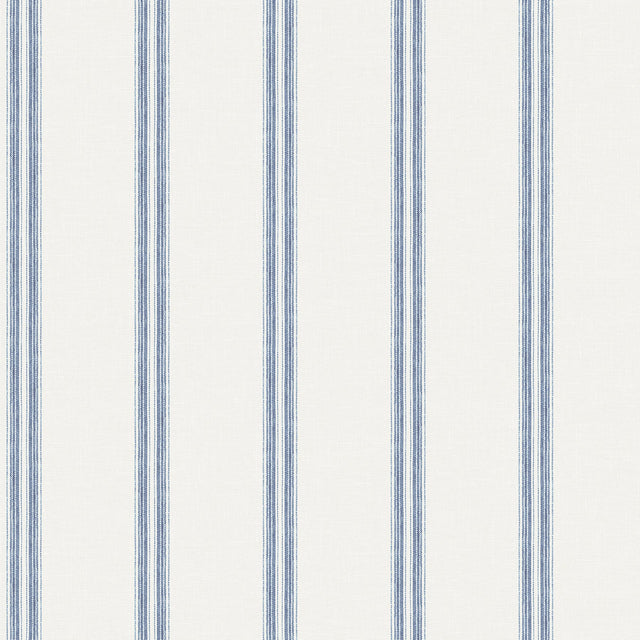 Johnny Navy Stripes Wallpaper with Linen-Inspired Vertical Stripe Pattern - Chesapeake 3119-13072