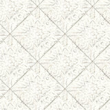 Brandi White Metallic Faux Tile Wallpaper with Vintage Tile Graphic  Chesapeake 3119-13091