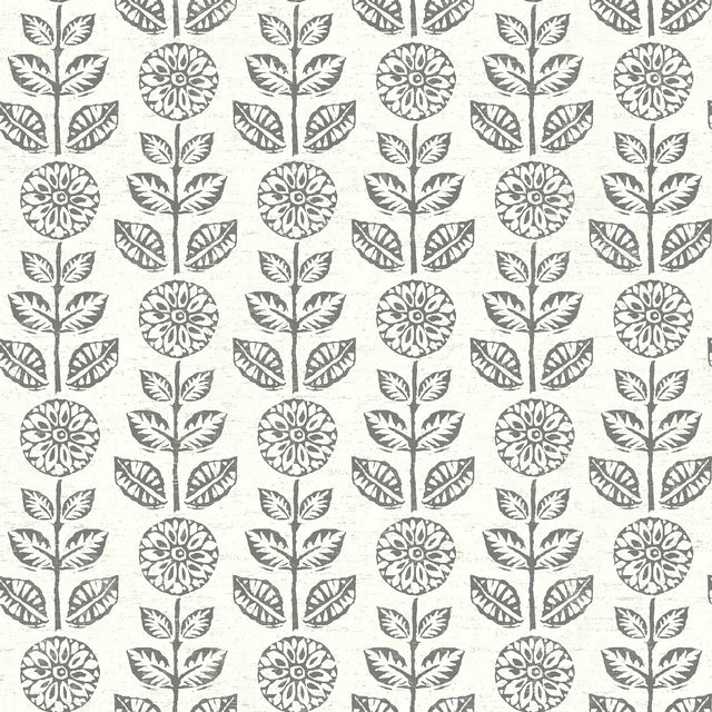 Dolly Black Floral Wallpaper with Scandinavian Botanical Flower Pattern - Chesapeake 3119-13511
